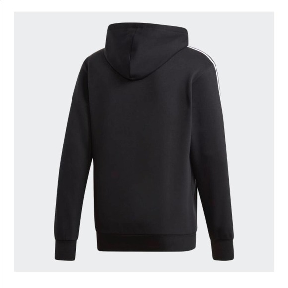 Adidas Black 3Stripe Hoodie Sweatshirt Pullover - Picture 2 of 7